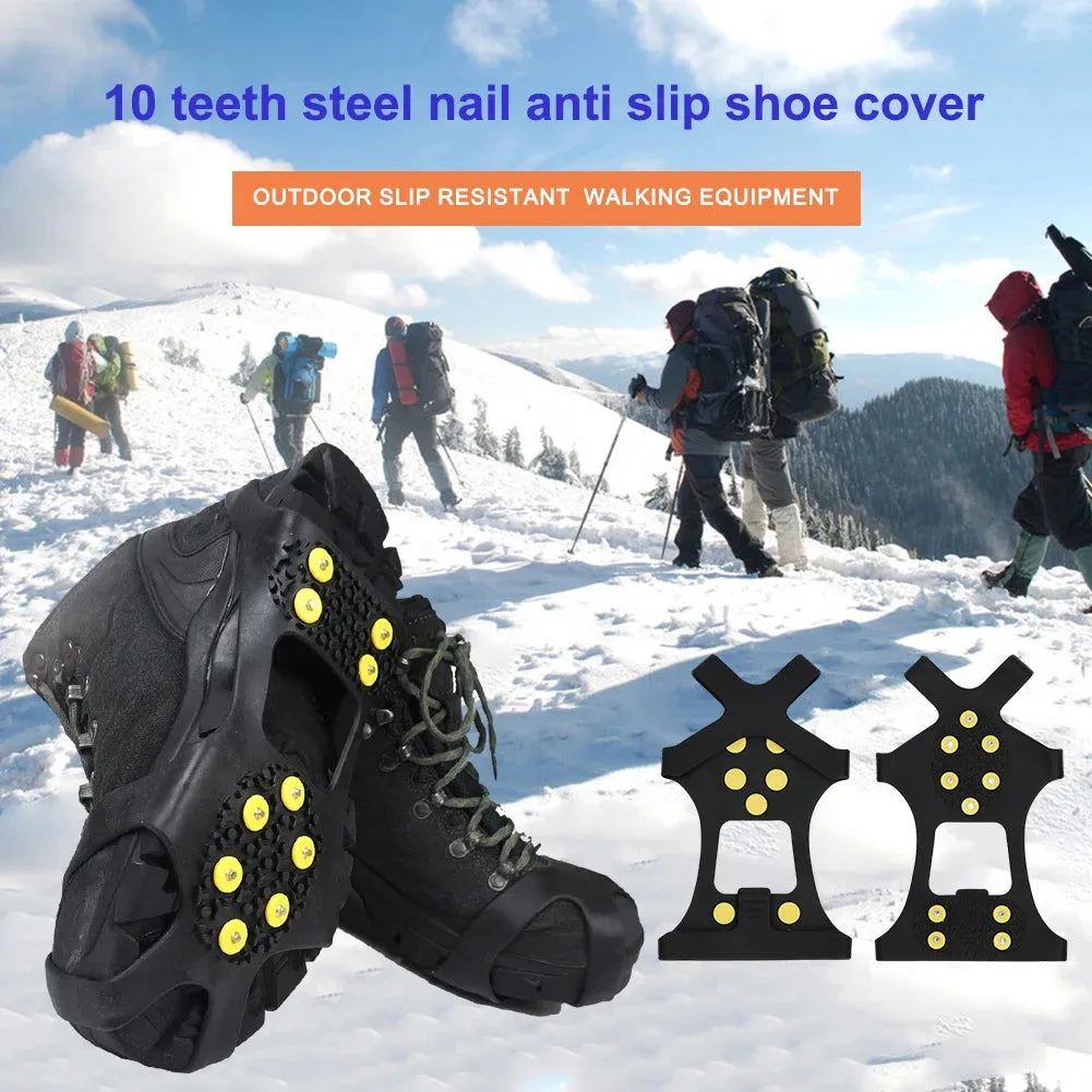 10 Teeth Climbing Crampons Anti-Slip Mountaineering Cleats Unisex Boots Snow Cleats Outdoor Chain Shoe Spikes