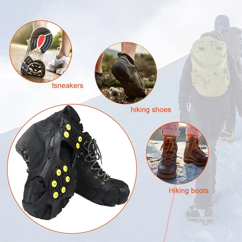 10 Teeth Climbing Crampons Anti-Slip Mountaineering Cleats Unisex Boots Snow Cleats Outdoor Chain Shoe Spikes