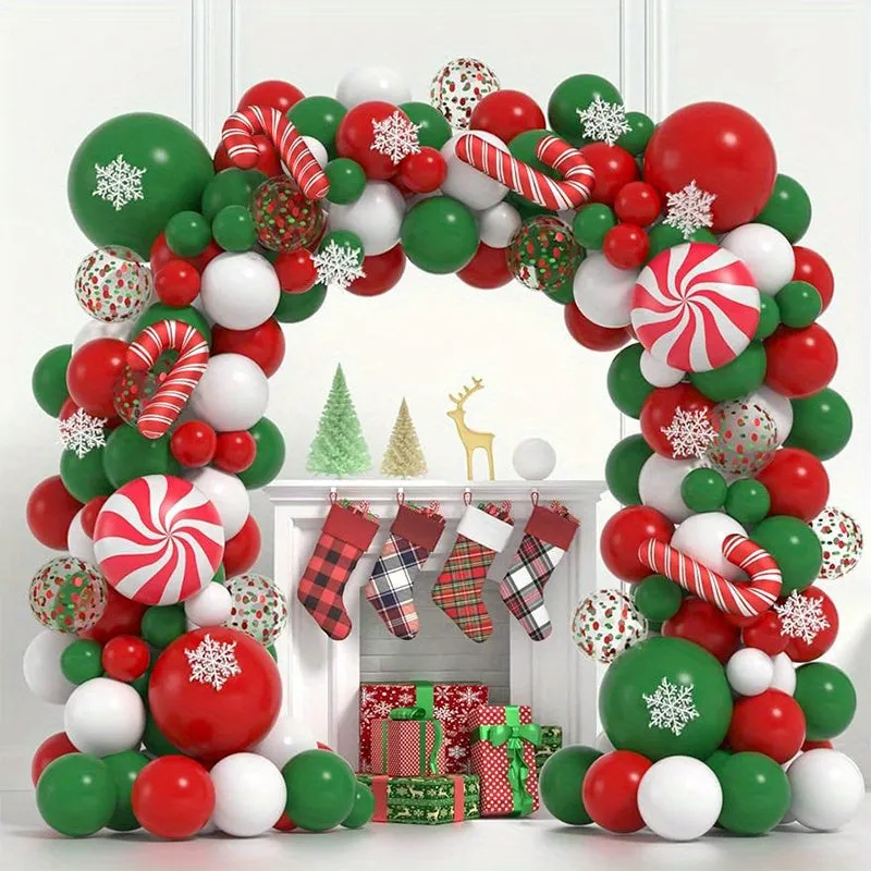 108Pcs Vibrant Christmas Balloon Garland Arch Kit - Balloons for New Year , Wedding, Bridal Shower, Birthday, Gender Reveal Celebrations - Non-Electric, Durable Emulsion Material, Safe for Ages 3-6, Easy to Assemble and Reusable