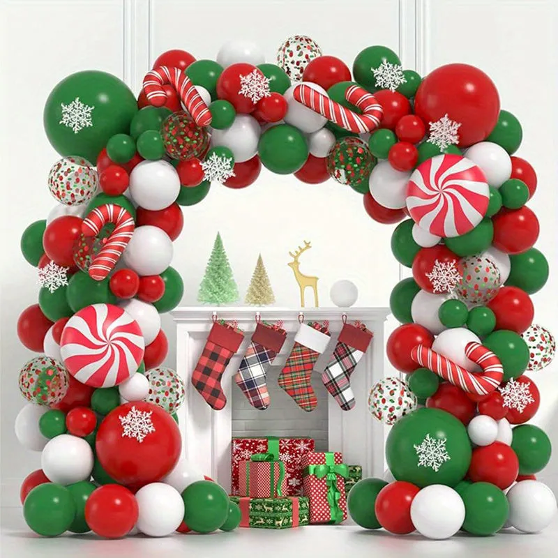 108Pcs Vibrant Christmas Balloon Garland Arch Kit - Balloons for New Year , Wedding, Bridal Shower, Birthday, Gender Reveal Celebrations - Non-Electric, Durable Emulsion Material, Safe for Ages 3-6, Easy to Assemble and Reusable