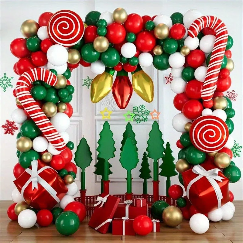 108Pcs Vibrant Christmas Balloon Garland Arch Kit - Balloons for New Year , Wedding, Bridal Shower, Birthday, Gender Reveal Celebrations - Non-Electric, Durable Emulsion Material, Safe for Ages 3-6, Easy to Assemble and Reusable