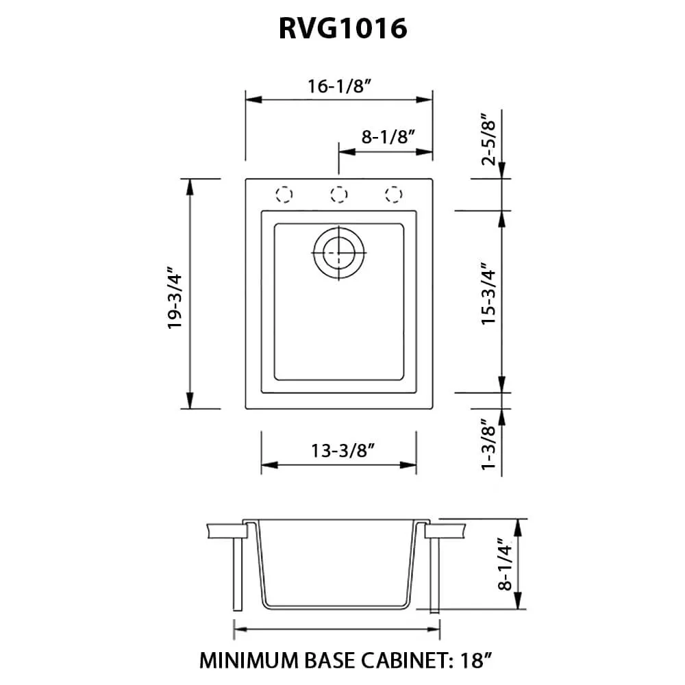 16 x 20 Drop-in Topmount Granite Single Bowl Kitchen Sink Berry Red