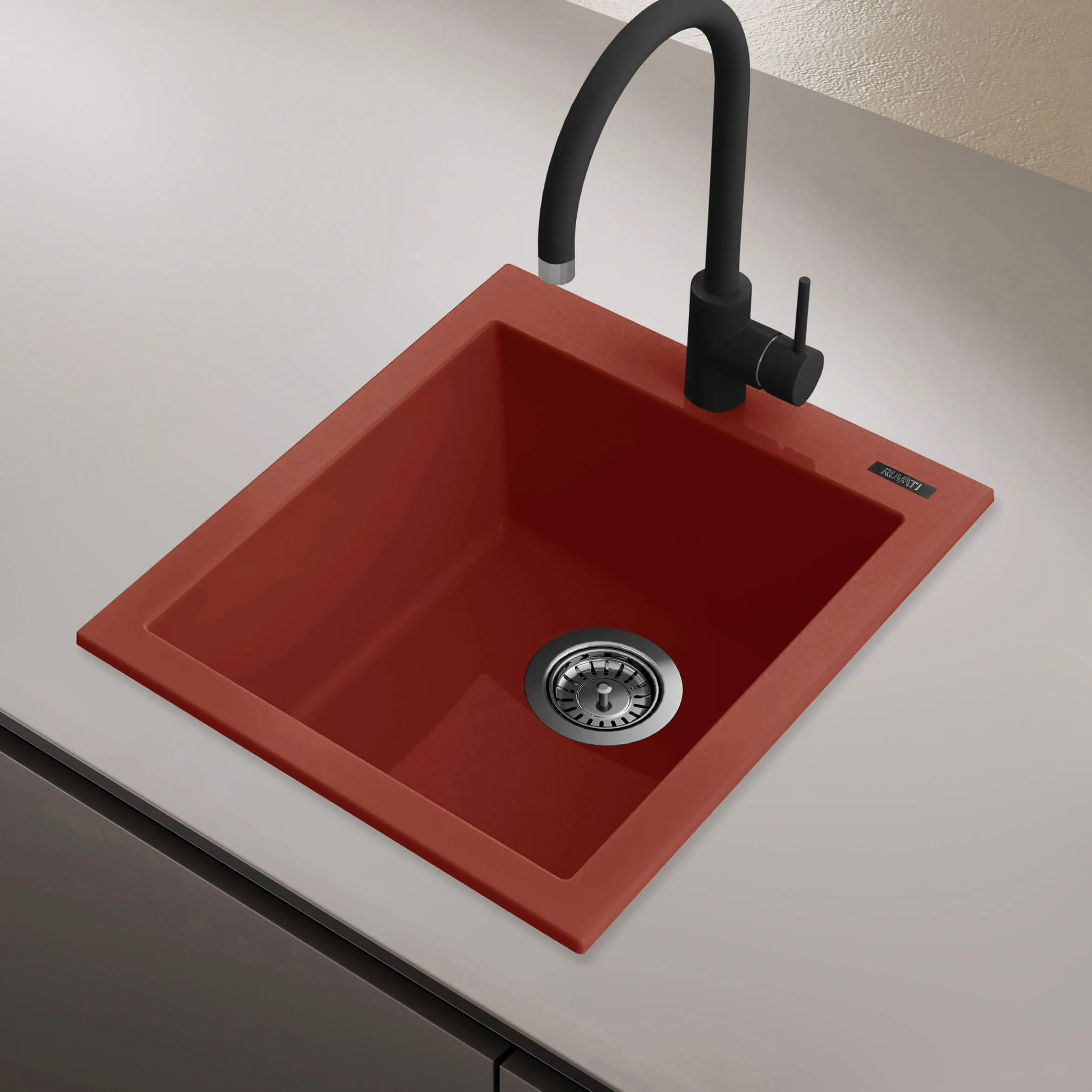 16 x 20 Drop-in Topmount Granite Single Bowl Kitchen Sink Berry Red