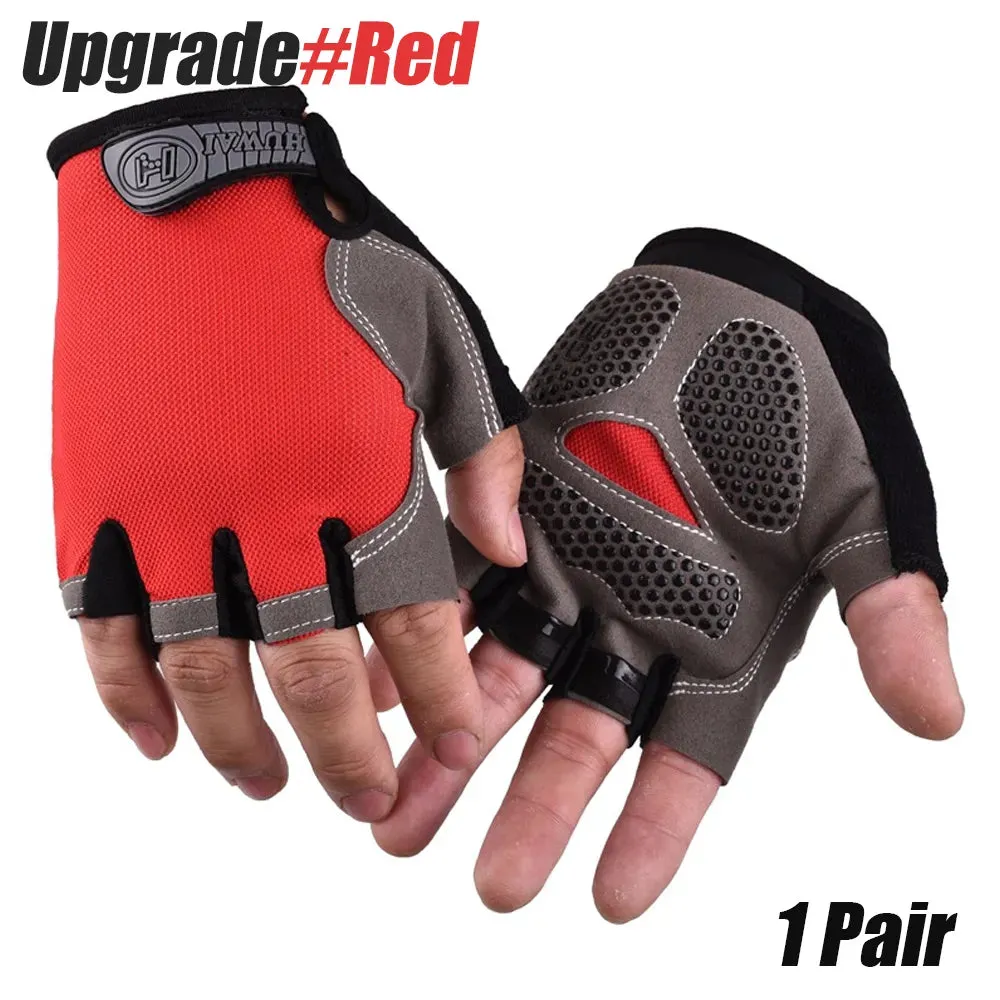 1Pair Cycling Gloves for Men & Women, Anti Slip Shock Absorbing Biking Gloves Half Finger Gel Pad Breathable Bike Bicycle Gloves