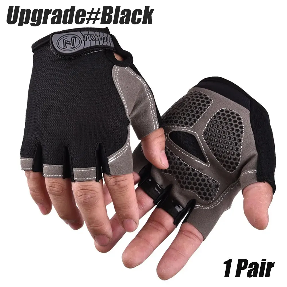 1Pair Cycling Gloves for Men & Women, Anti Slip Shock Absorbing Biking Gloves Half Finger Gel Pad Breathable Bike Bicycle Gloves