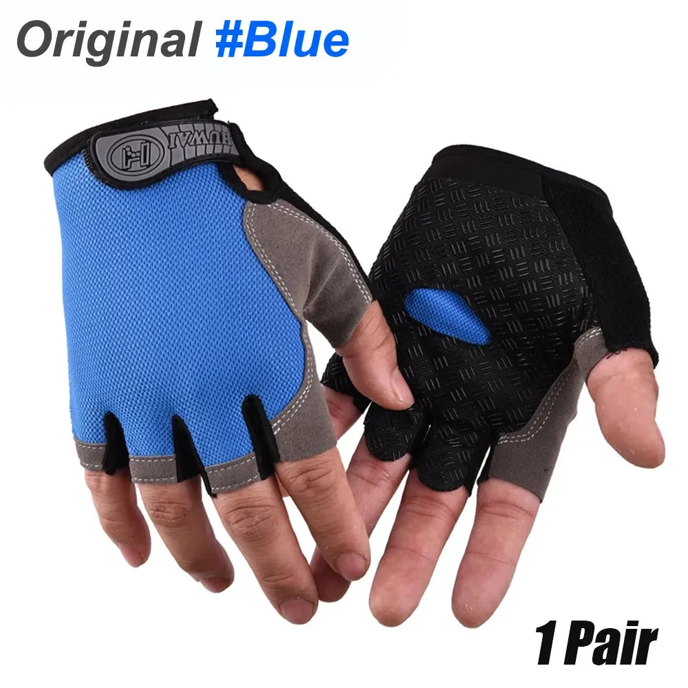 1Pair Cycling Gloves for Men & Women, Anti Slip Shock Absorbing Biking Gloves Half Finger Gel Pad Breathable Bike Bicycle Gloves