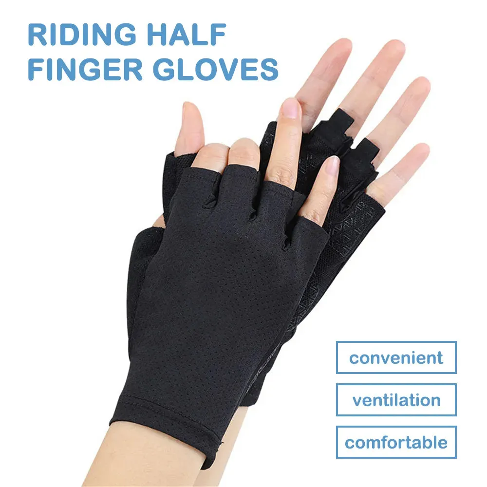 1Pair Cycling Gloves Road Bike Light Weight Padded Half Finger Gloves Biking Bicycle Breathable Anti-Slip Shock-Absorbing Gloves