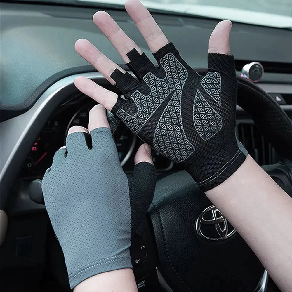 1Pair Cycling Gloves Road Bike Light Weight Padded Half Finger Gloves Biking Bicycle Breathable Anti-Slip Shock-Absorbing Gloves