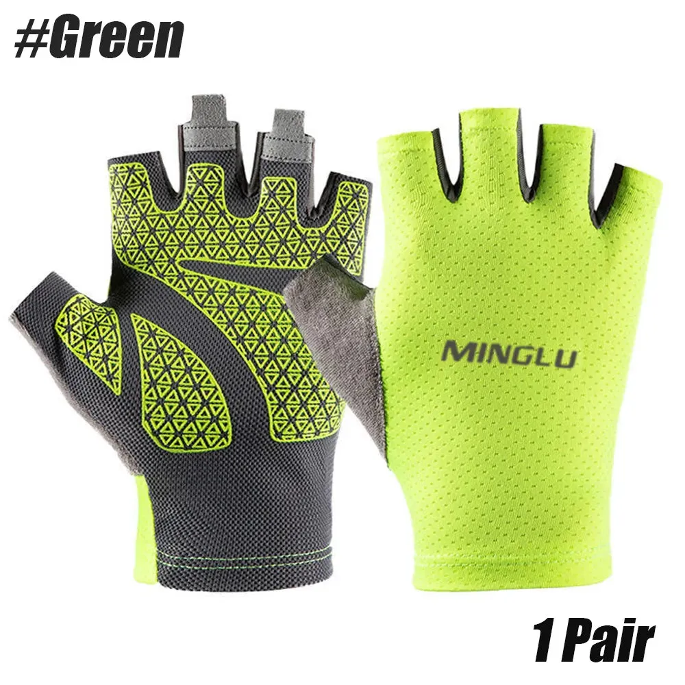 1Pair Cycling Gloves Road Bike Light Weight Padded Half Finger Gloves Biking Bicycle Breathable Anti-Slip Shock-Absorbing Gloves