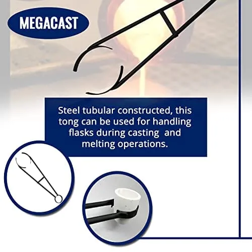 26" MegaCast™ Crucible Flask Tongs for Graphite Refinery Crucibles For Melting Casting Refining Gold, Silver, Copper, Brass