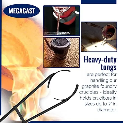 26" MegaCast™ Crucible Flask Tongs for Graphite Refinery Crucibles For Melting Casting Refining Gold, Silver, Copper, Brass