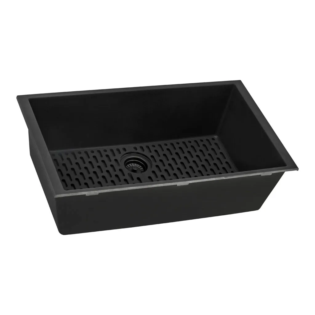 33'' Midnight Black Granite Composite Single Basin Sink