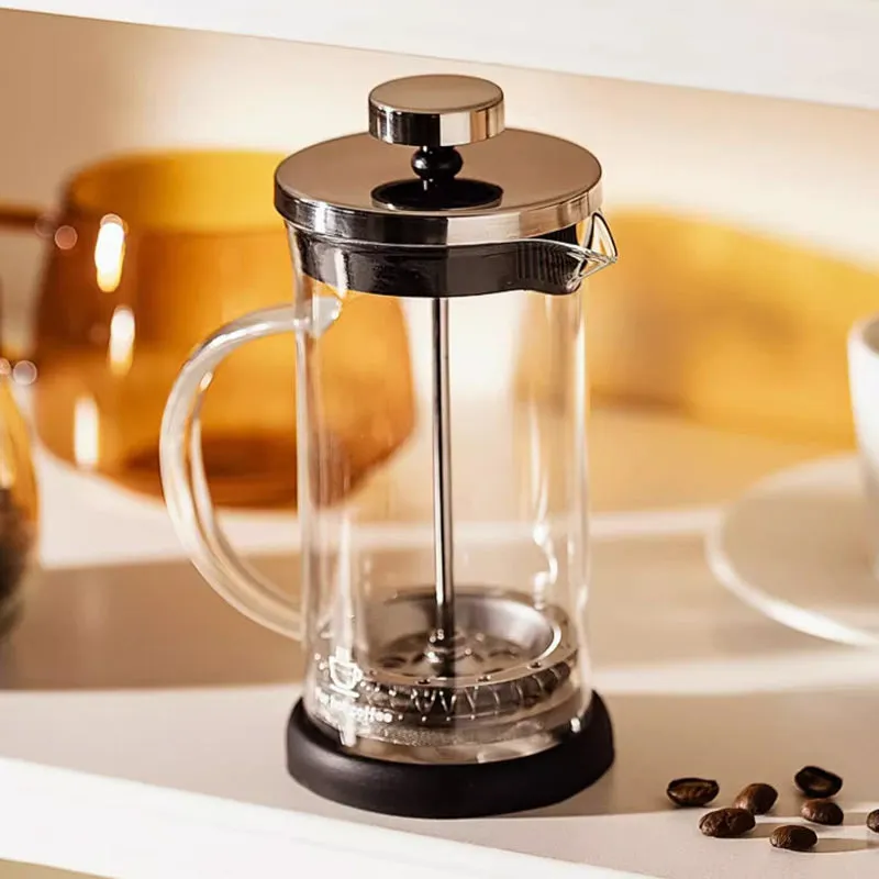 350ml/600ml French Press Coffee Maker With Scale, High-Heat Borosilicate Glass, Polished Stainless Steel