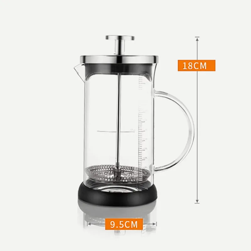 350ml/600ml French Press Coffee Maker With Scale, High-Heat Borosilicate Glass, Polished Stainless Steel