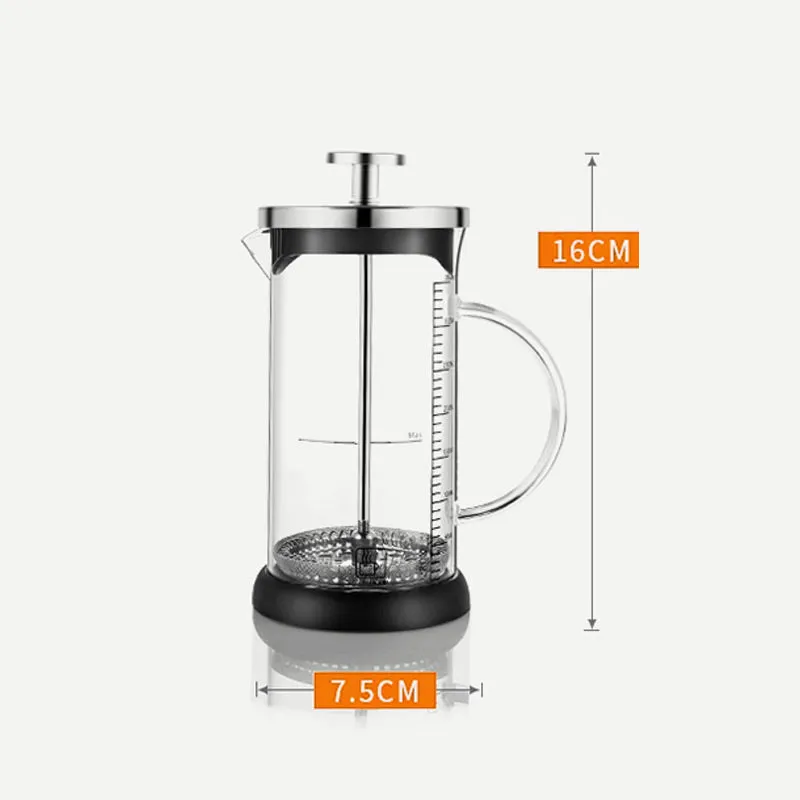 350ml/600ml French Press Coffee Maker With Scale, High-Heat Borosilicate Glass, Polished Stainless Steel