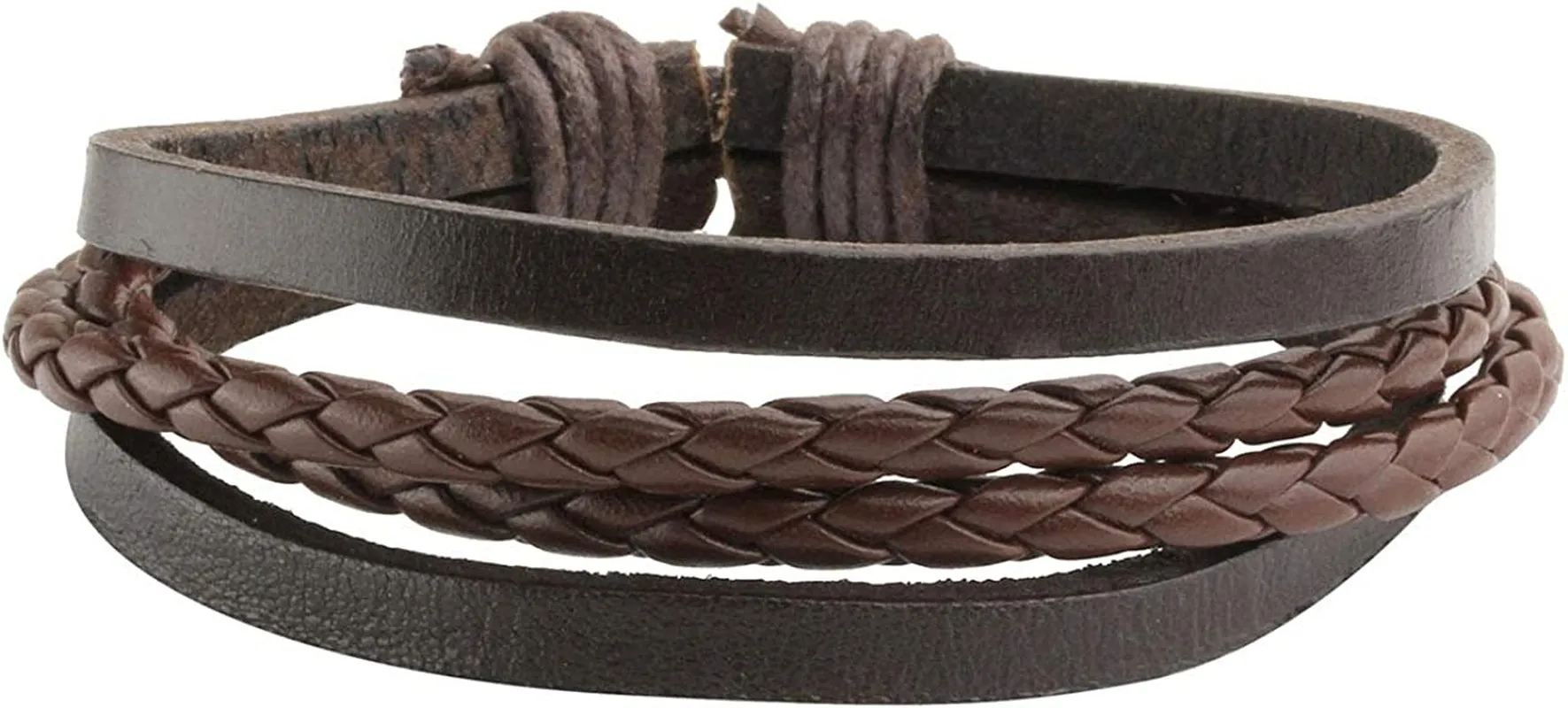 6-12PCS Braided Faux Leather Bracelet  for Men