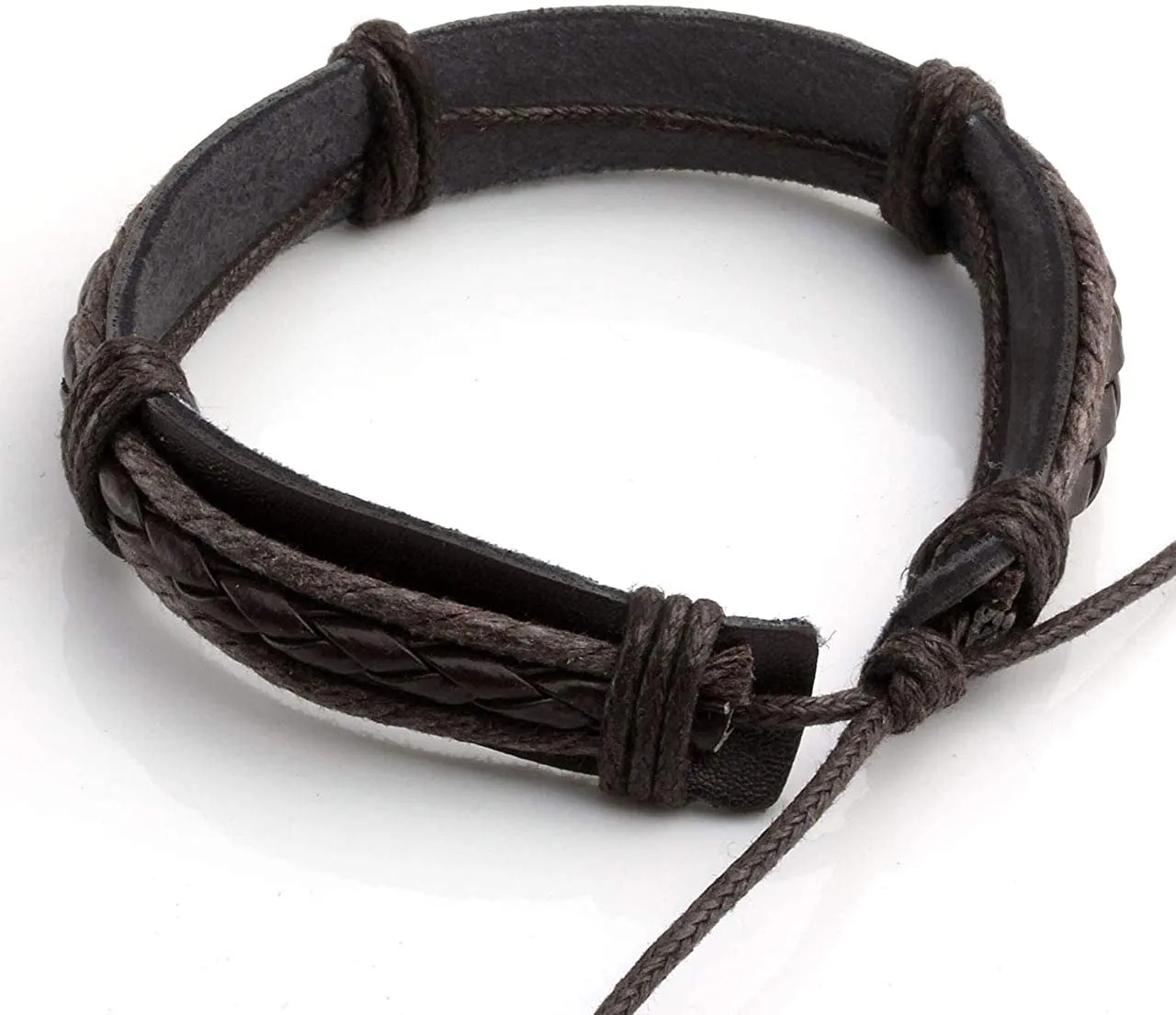 6-12PCS Braided Faux Leather Bracelet  for Men