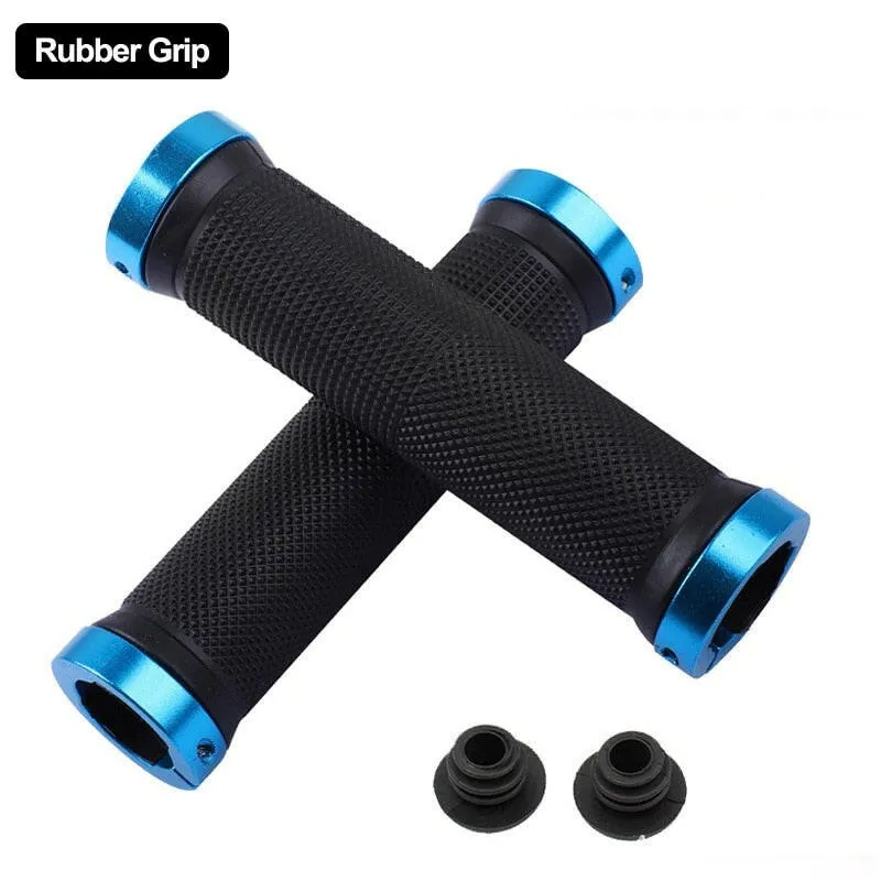 Bicycle Rubber Grips MTB Alloy Lock Bilateral Lock Handlebar Grips Anti Slip Cycling Handlebar Sleeve BMX Bicycle Accessories