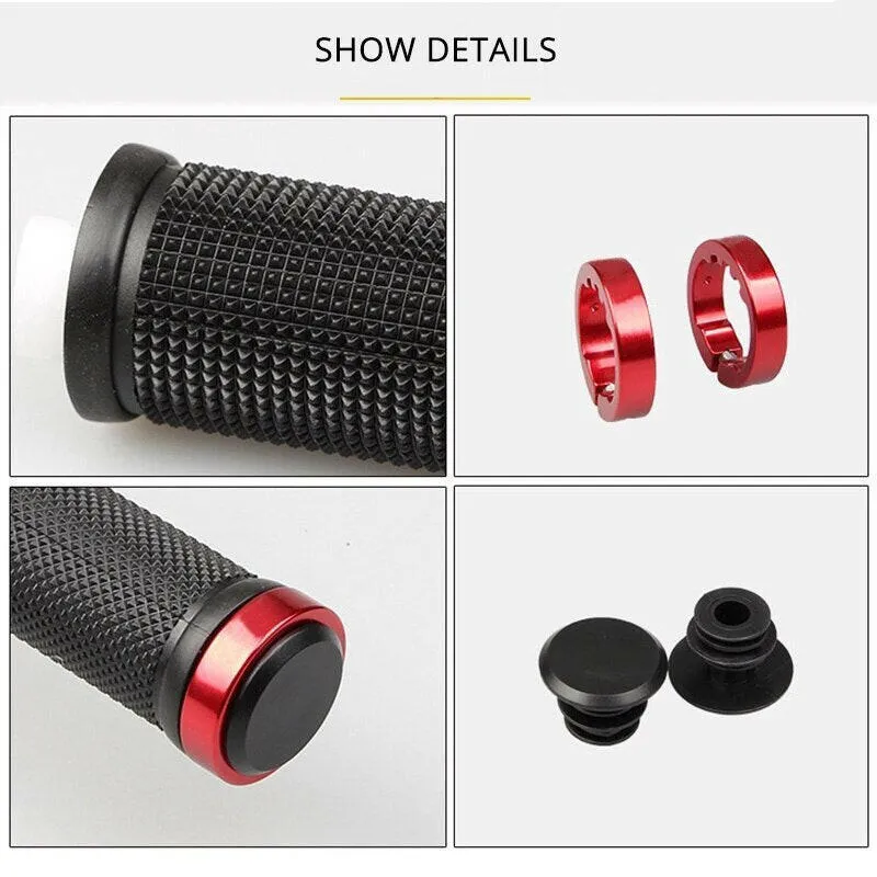 Bicycle Rubber Grips MTB Alloy Lock Bilateral Lock Handlebar Grips Anti Slip Cycling Handlebar Sleeve BMX Bicycle Accessories