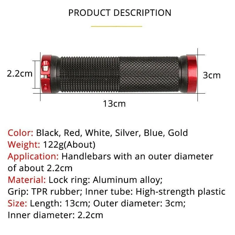 Bicycle Rubber Grips MTB Alloy Lock Bilateral Lock Handlebar Grips Anti Slip Cycling Handlebar Sleeve BMX Bicycle Accessories