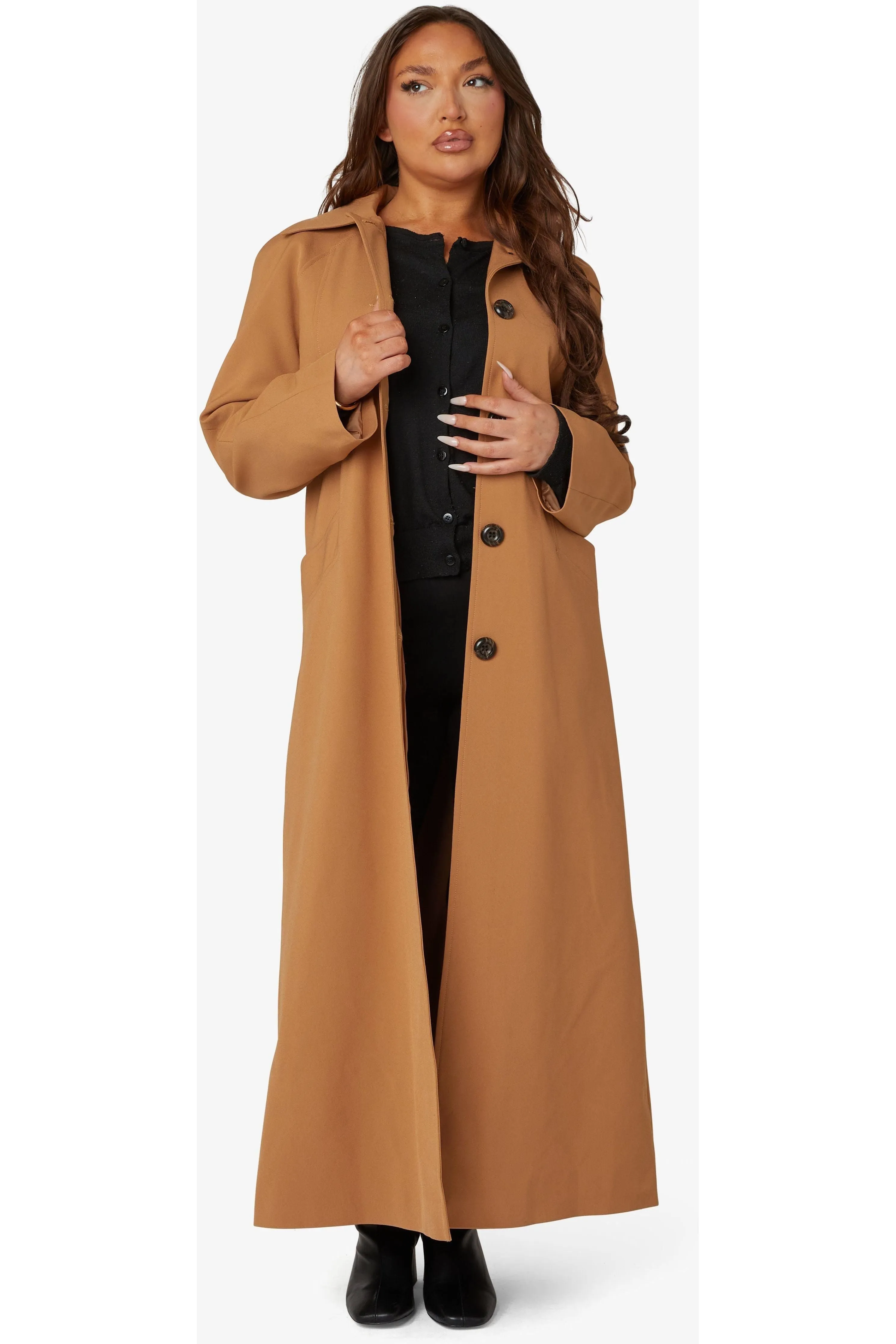 De La Creme Fashions Spring Summer Single Breasted Longline Collared Coat