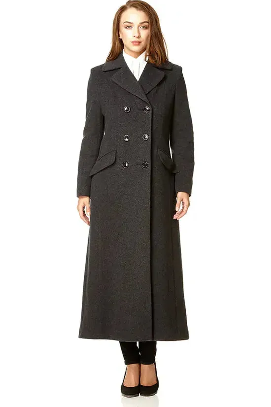 De La Creme Fashions Wool Blend Double Breasted Long Coat