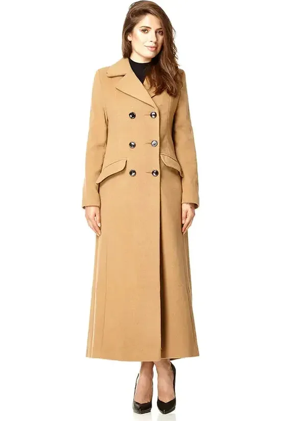 De La Creme Fashions Wool Blend Double Breasted Long Coat