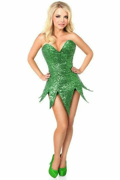 Deluxe Green Sequin Steel Boned Corset Dress