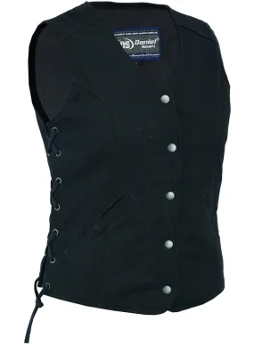 DM908  Women's Denim Longer Body &frac34; Vest - Side Laces