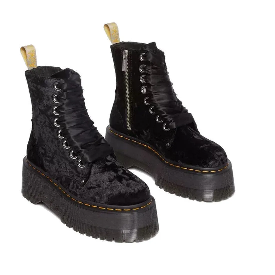 Dr Martens Jadon Max Vegan Black Crushed Velvet 8 Eye Boot