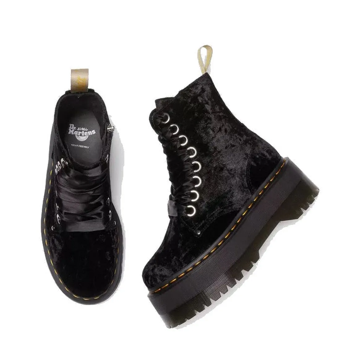 Dr Martens Jadon Max Vegan Black Crushed Velvet 8 Eye Boot