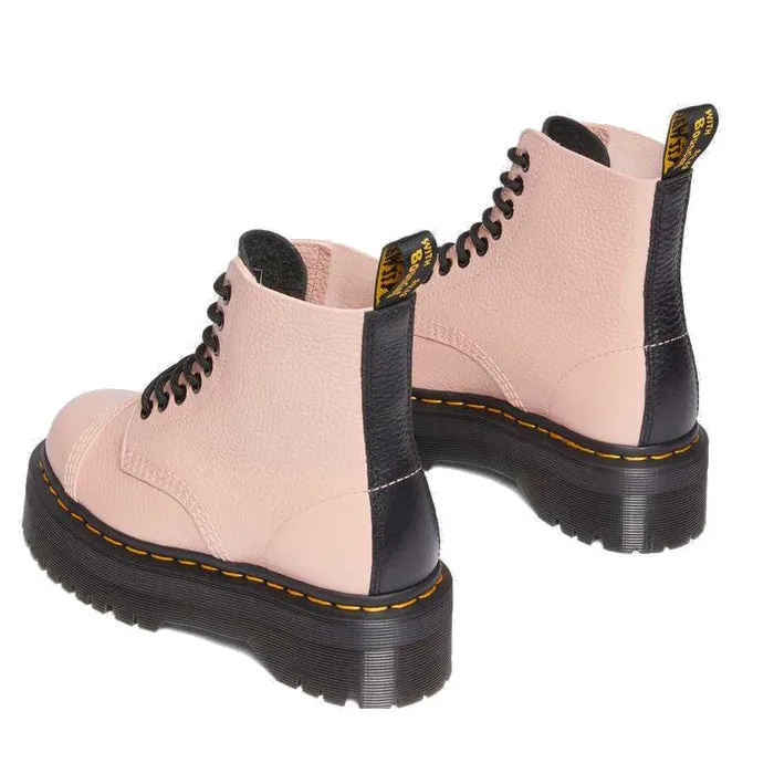 Dr Martens Sinclair Milled Nappa Peach Beige Leather Platform Boots