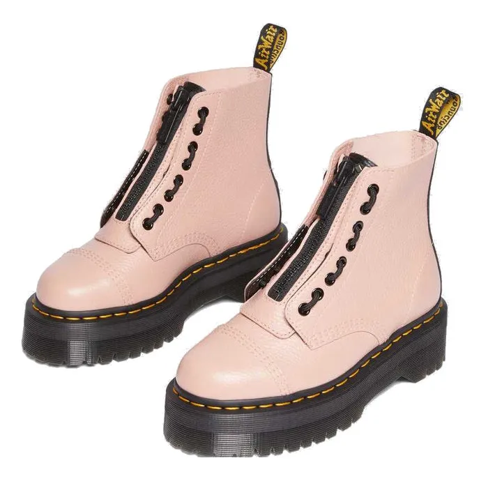 Dr Martens Sinclair Milled Nappa Peach Beige Leather Platform Boots