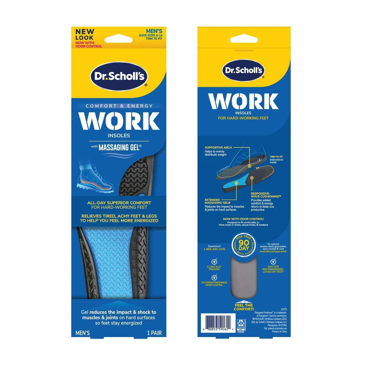 Dr. Scholl's Comfort & Energy Work Insoles with Massaging Gel Men's