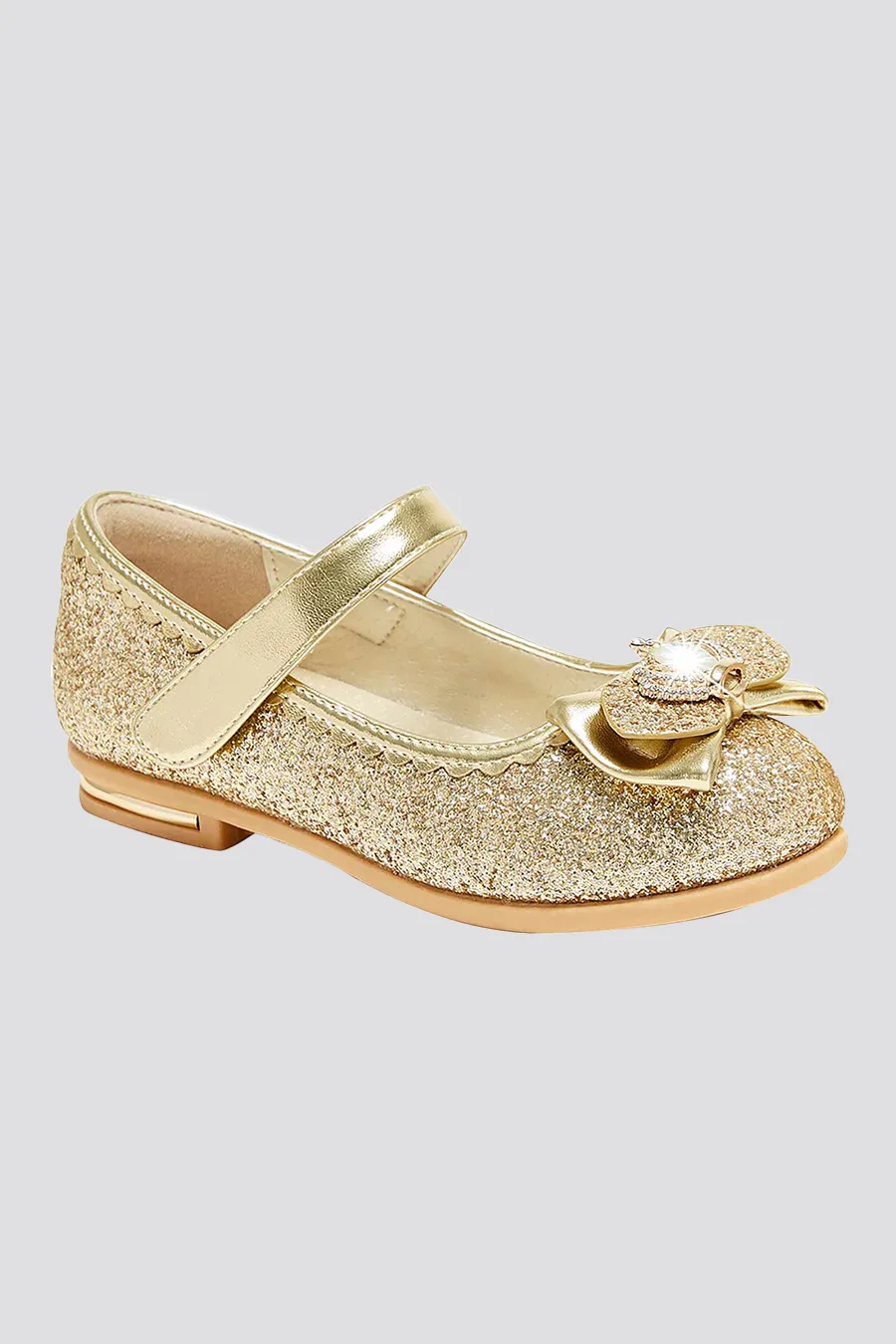 Girls Crown Glitter Low Heel Mary Jane Dress Shoes