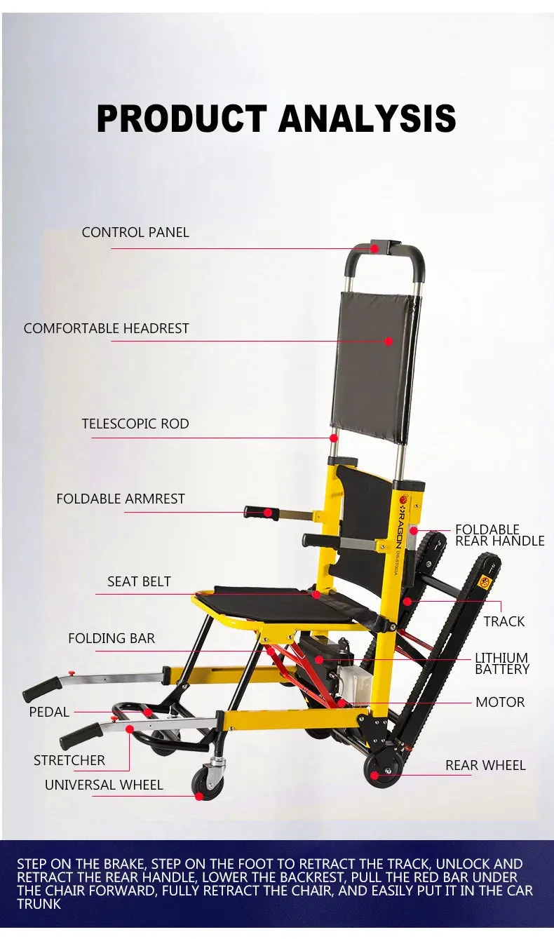 High-Capacity Electric Climbing Wheelchair - Portable Stair Climbing Solution for Elderly and Disabled