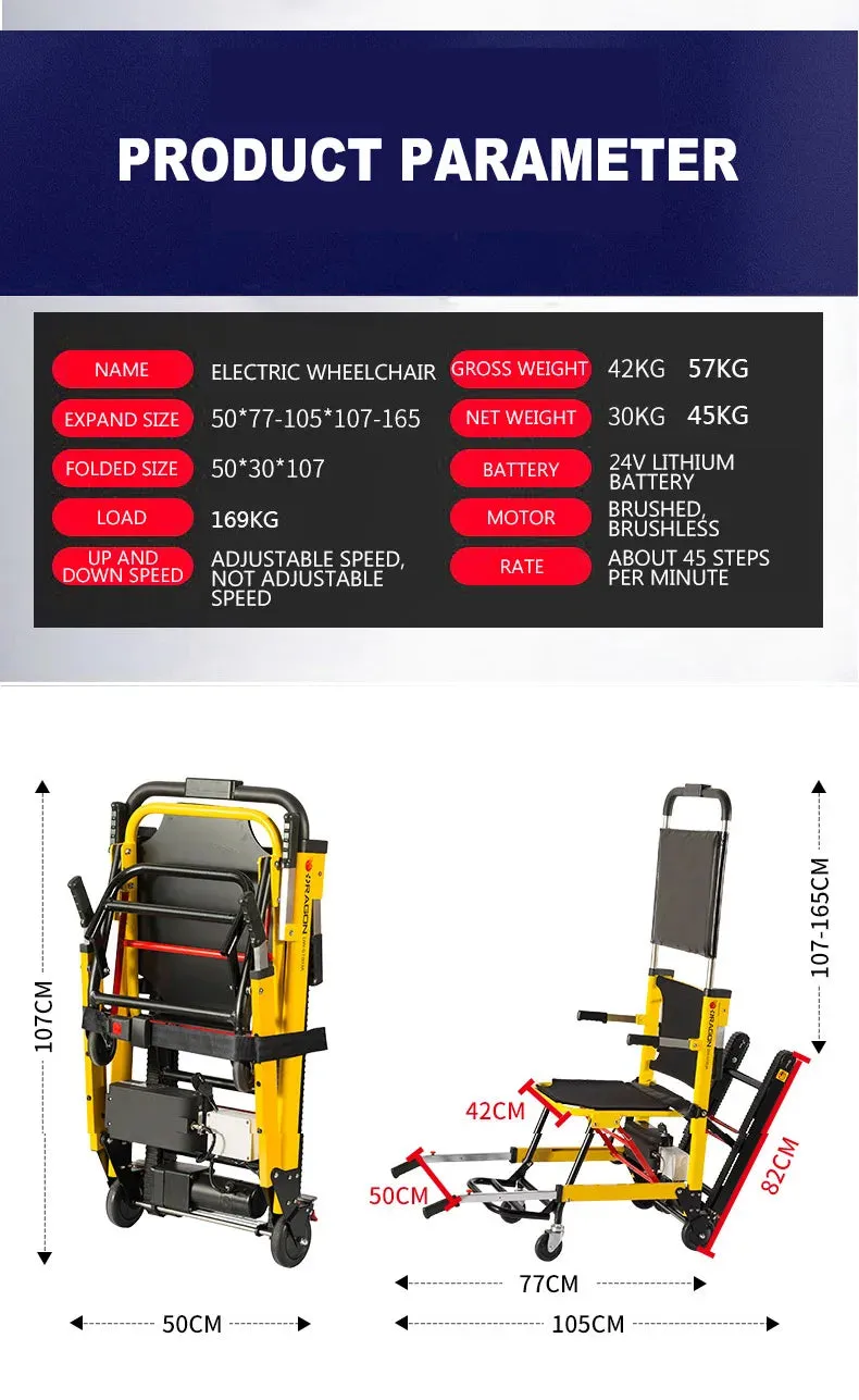 High-Capacity Electric Climbing Wheelchair - Portable Stair Climbing Solution for Elderly and Disabled