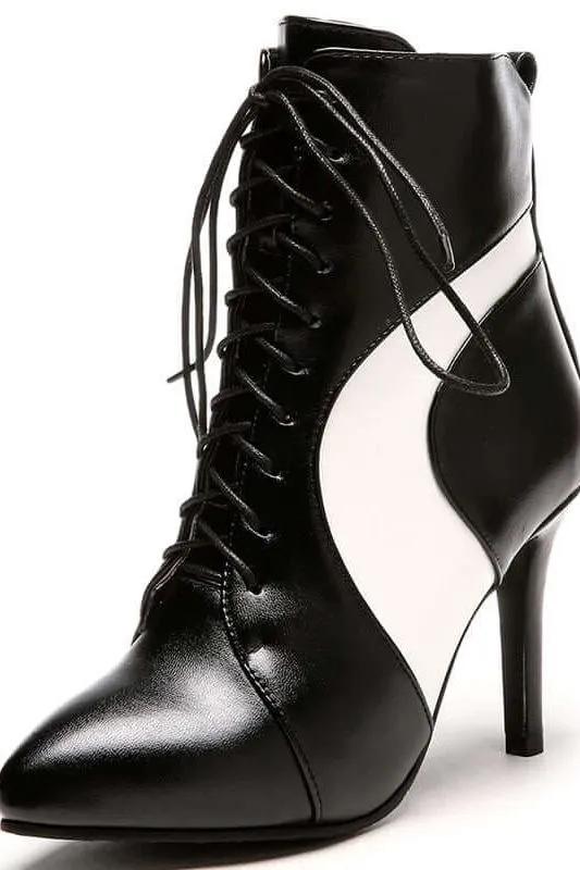 high-heeled lace-up boots