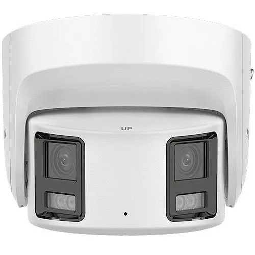 Hikvision DS-2CD2387G2P-LSU/SL Value Series ColorVu 8MP Audio Alarm and Strobe Light Panoramic Turret IP Camera, 4mm Fixed Lens, White