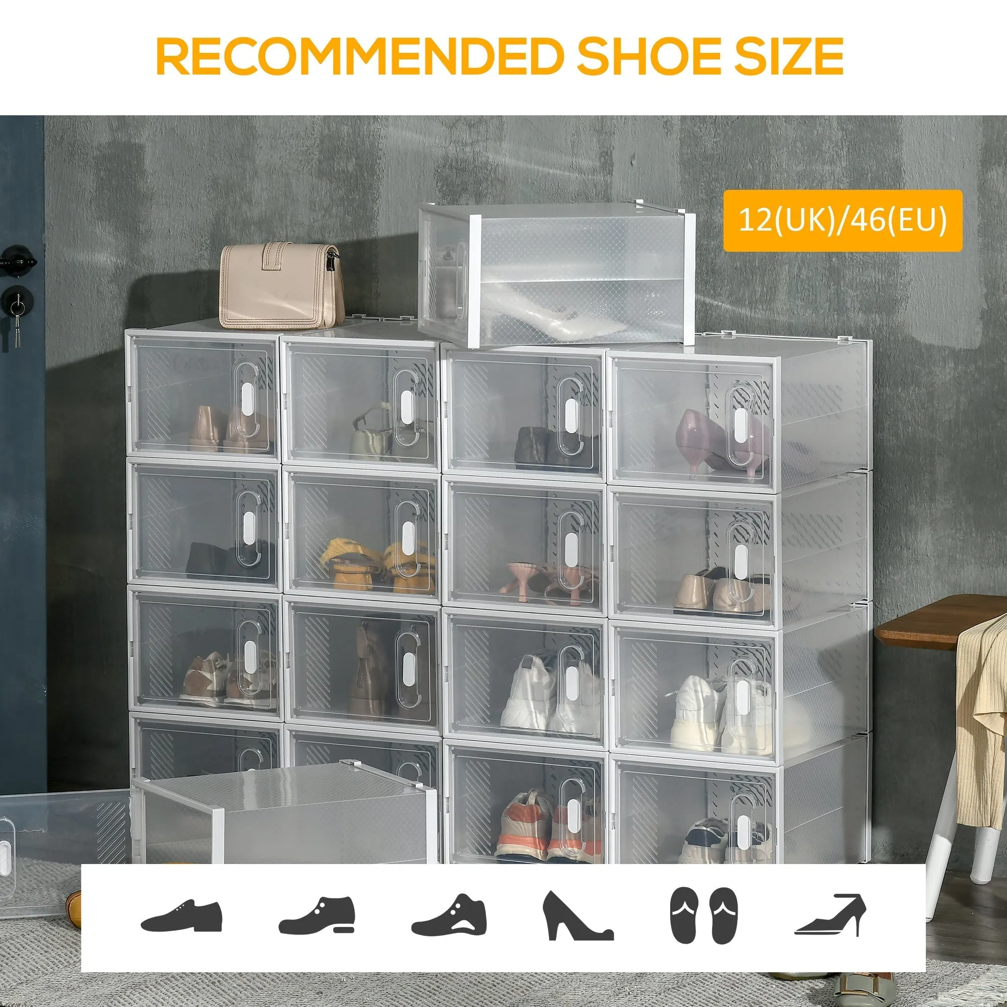 Homcom 18PCS Clear Shoe Box