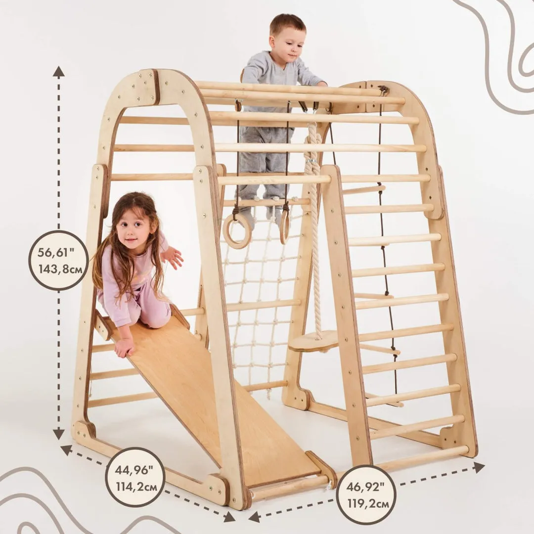 Indoor Wooden Playground for Children - 6in1 Playground   Swings Set   Slide Board