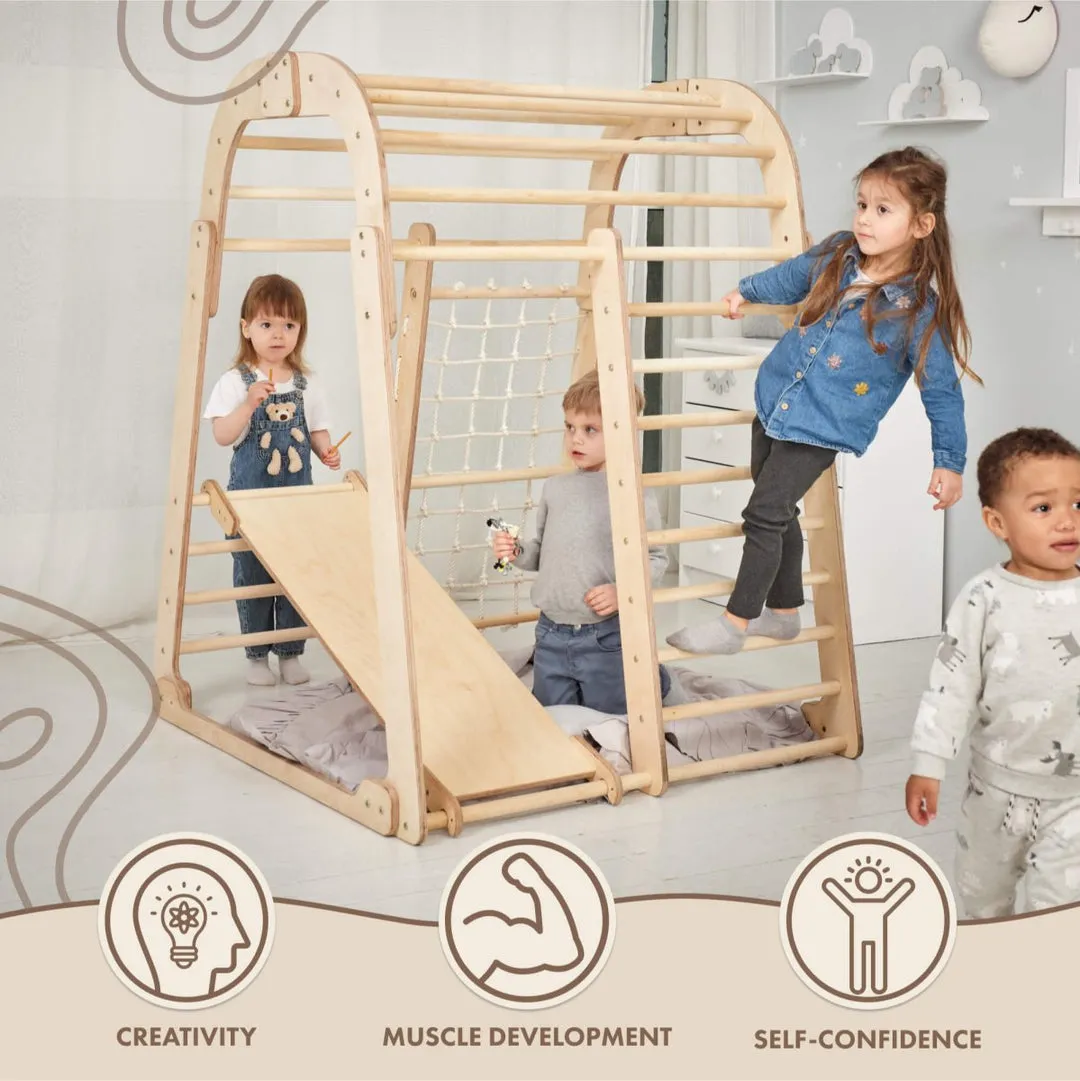 Indoor Wooden Playground for Children - 6in1 Playground   Swings Set   Slide Board