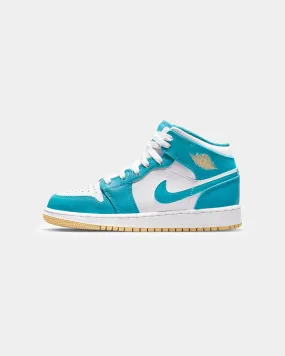 Jordan Kids' Air Jordan 1 Mid "Aquatone" Aquatone/Celestial Gold