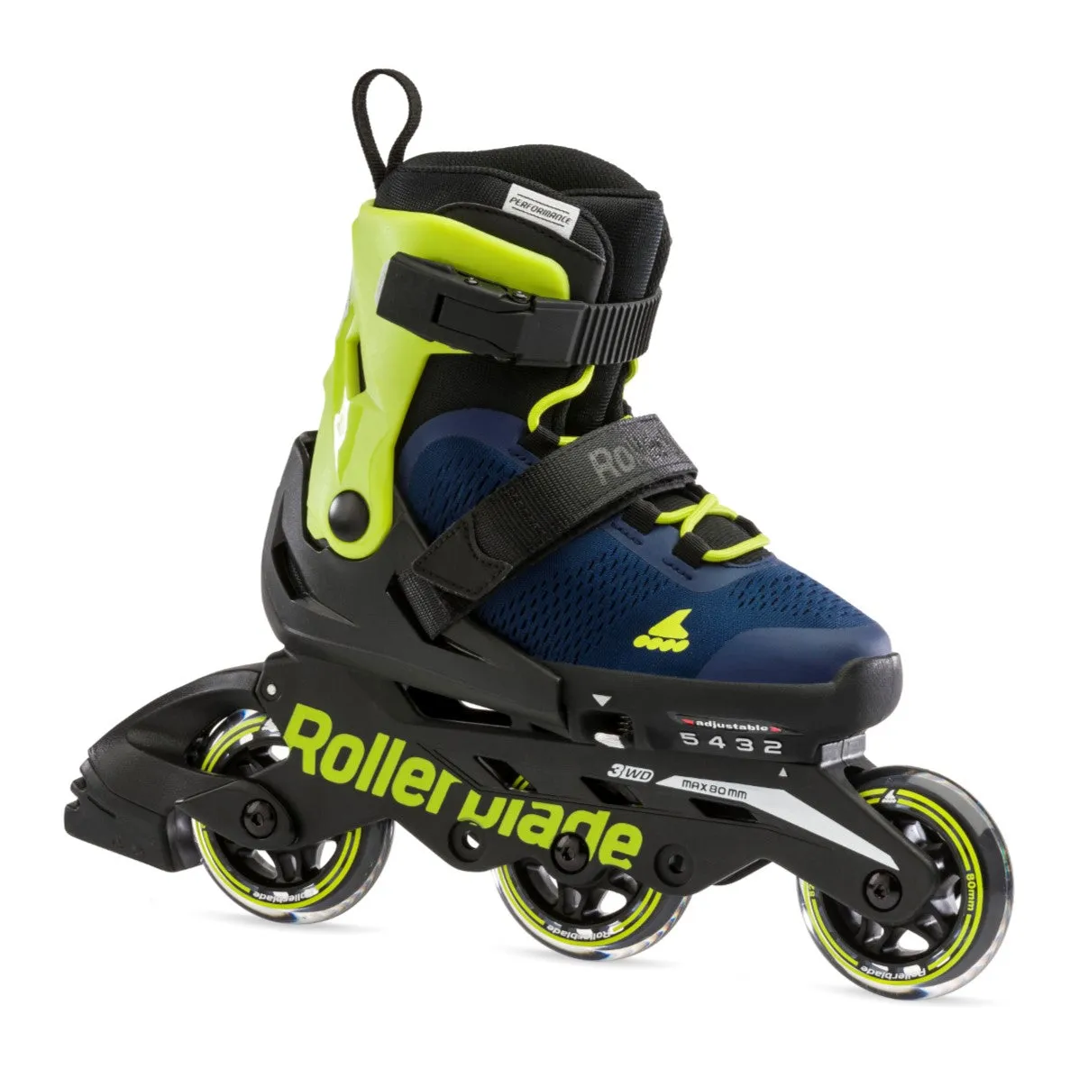 Kids Adjustable Rollerblade Microblade 3WD Blue/Lime Inline Skates