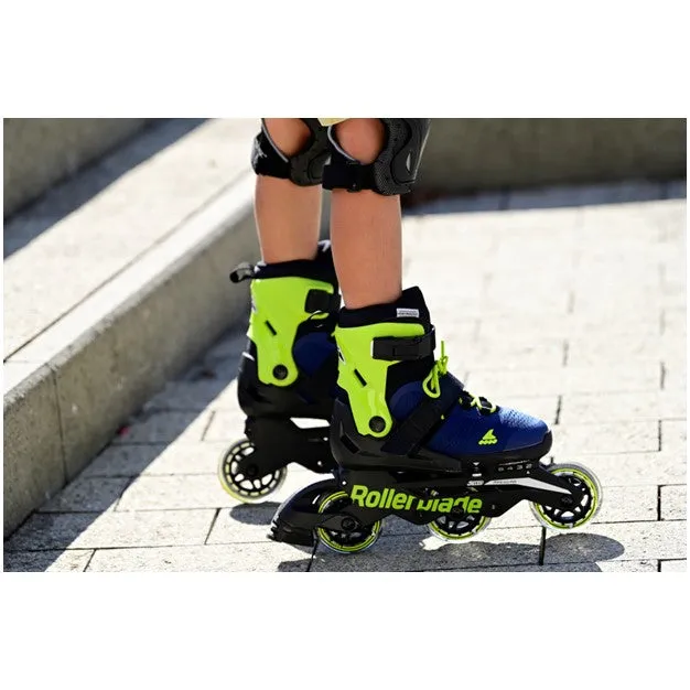 Kids Adjustable Rollerblade Microblade 3WD Blue/Lime Inline Skates