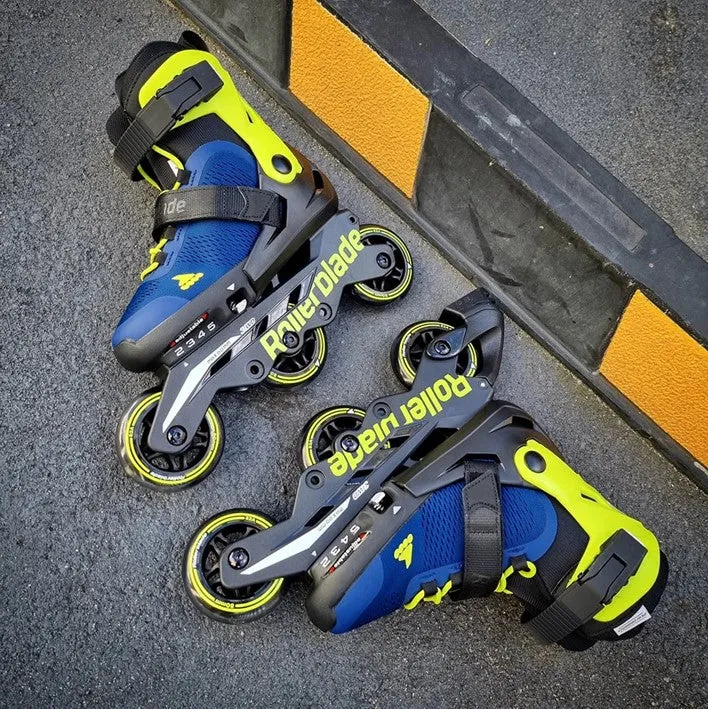 Kids Adjustable Rollerblade Microblade 3WD Blue/Lime Inline Skates