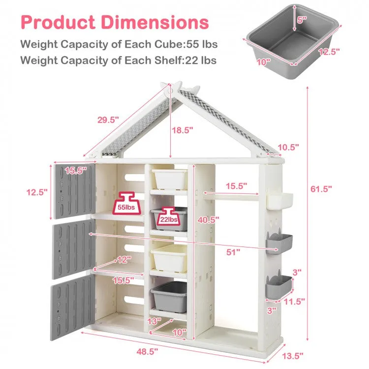 Kids Closet with Storage Bins, Shelves and Side Baskets