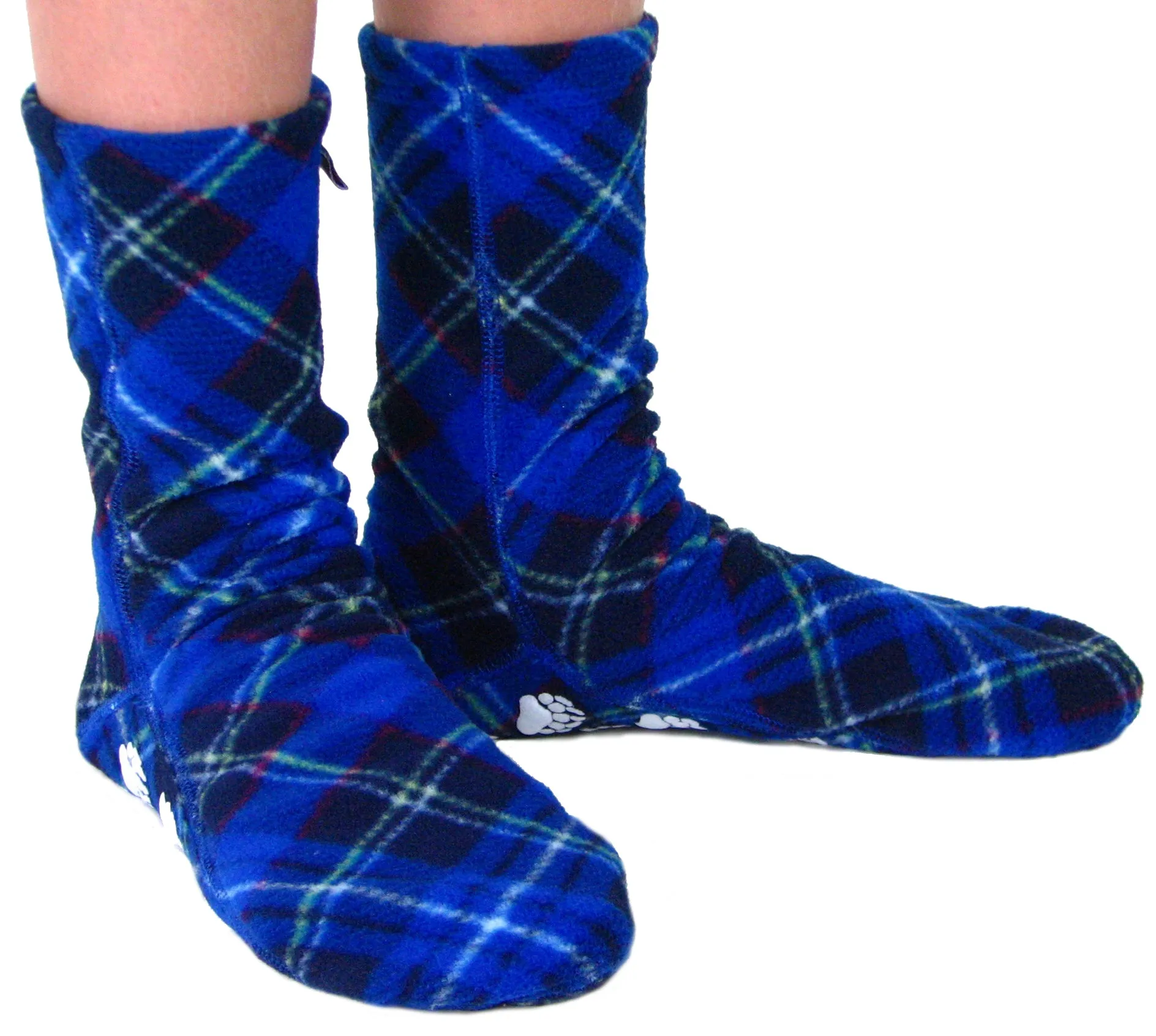 Kids' Nonskid Fleece Socks - Blue Argyle