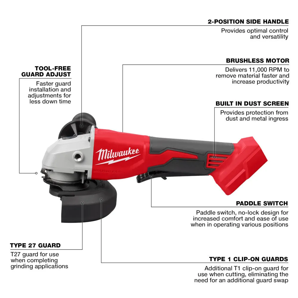 Milwaukee 2686-20 M18 18V 4-1/2" / 5" Cut-Off Grinder Paddle Switch - Bare Tool