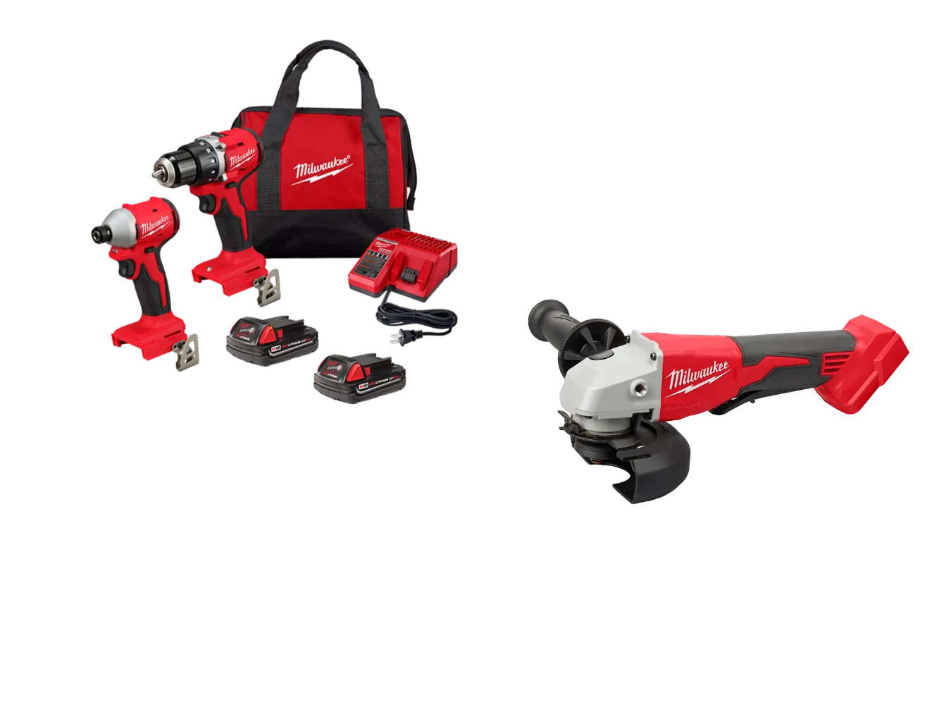 Milwaukee 3692-22CTGR M18 18V Compact Brushless 2-Tool Combo Kit w/ M18 Grinder